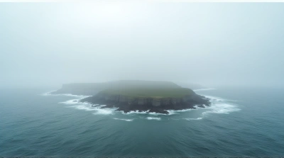 Remote Island Shoreline Under Gray Sky