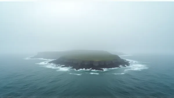 Remote Island Shoreline Under Gray Sky