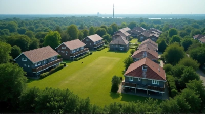 Residential Buildings Clustered on Grassy Expanse