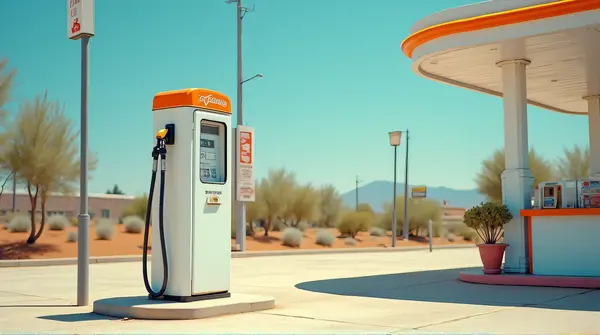 Retro Gas Pump At Classic Service Station