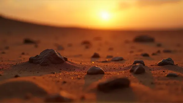Rich Brown Earth Texture With Warm Glowing Horizon