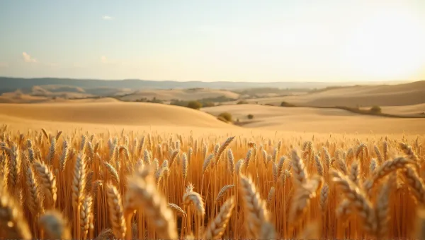 Ripe Grain Stalks Swaying Over Rolling Hills