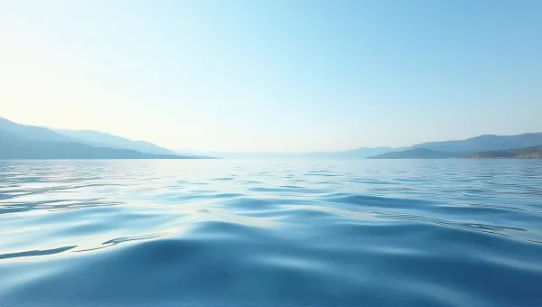 Rippling Water Surface Reflecting Clear Sky