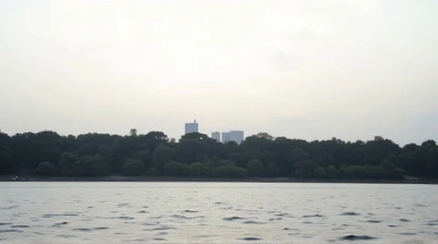 Riverbank Structures With Rippling Water Under Soft Sky