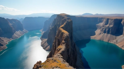 Rocky Cliff Overlooking Blue Waters Under Clear Sky