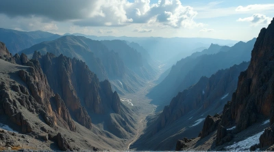 Rocky Cliffs With Jagged Ridges Under Dynamic Sky