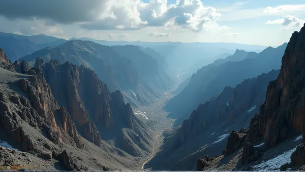 Rocky Cliffs With Jagged Ridges Under Dynamic Sky