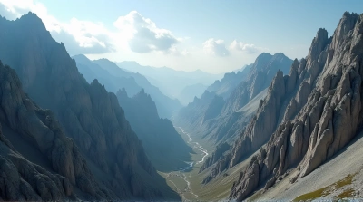 Rocky Cliffs With Jagged Ridges Under Wide Sky