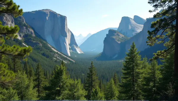 Rocky Peaks Overlooking Lush Woodland Canopy