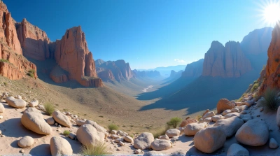 Rocky Peaks Under Clear Blue Sky