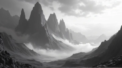 Rocky Peaks Under Swirling Sky At Dusk