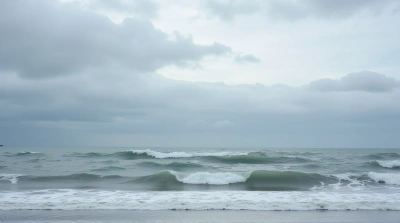 Rolling Ocean Swells Beneath Overcast Gray Sky