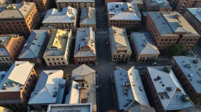 Rooftops And Street Patterns With Shadows
