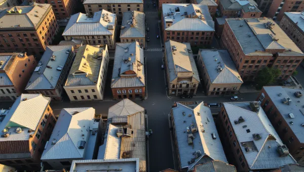 Rooftops And Street Patterns With Shadows