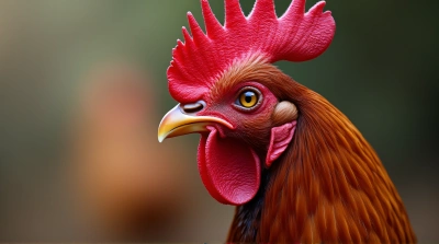 Rooster Comb And Eye Close-Up Detail