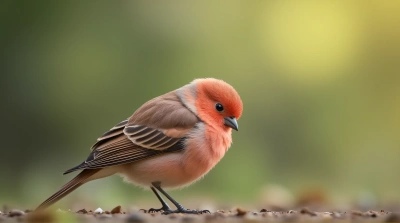 Rose Colored Bird Resting On One Leg Outdoors