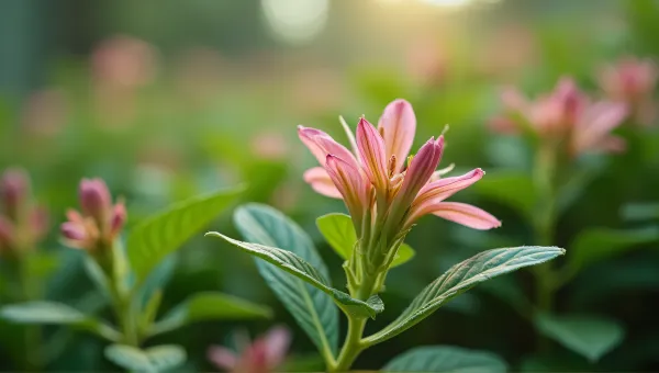 Rose Pink Blossoms Among Green Foliage