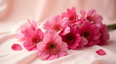 Rosy Blooms Arrangement On Pale Cloth