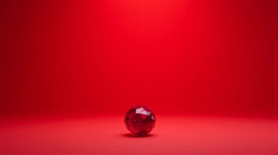 Ruby Sphere On Crimson Background Minimalism