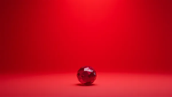 Ruby Sphere On Crimson Background Minimalism