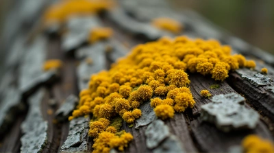 Rugged Bark Surface Covered In Golden Lichen