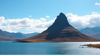 Rugged Brown Peak Near Shimmering Lake Scenic View