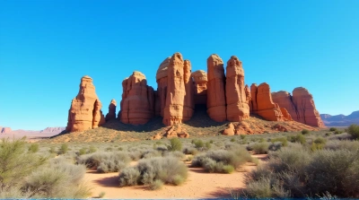 Rugged Brown Rock Formations Against Clear Blue Sky