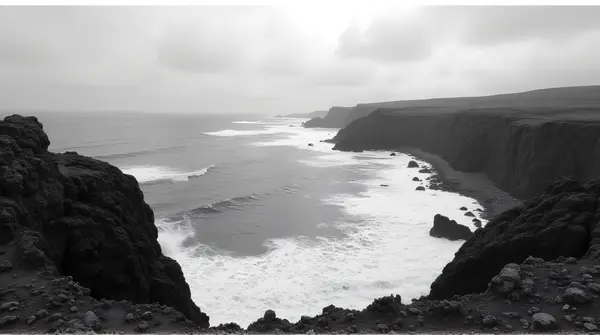 Rugged Coastal Edge Meeting Turbulent Sea
