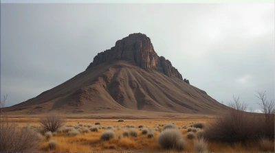 Rugged Earthen Peak With Textured Vegetation