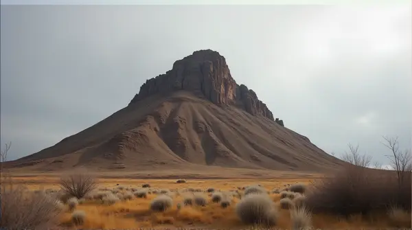 Rugged Earthen Peak With Textured Vegetation