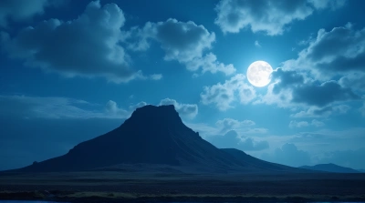 Rugged Highland Under Soft Moonlight Sky