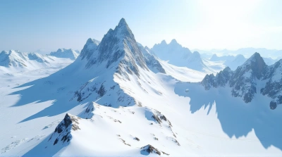 Rugged Icy Peaks With Jagged Ridges Under Clear Sky