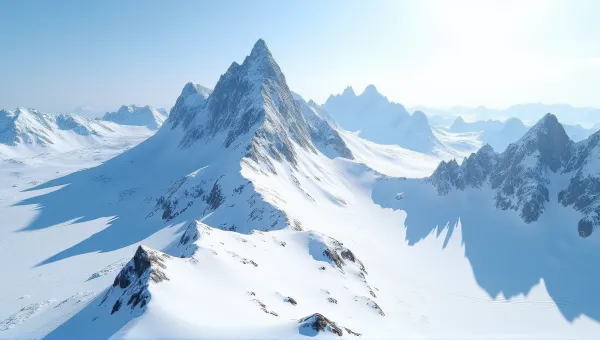 Rugged Icy Peaks With Jagged Ridges Under Clear Sky