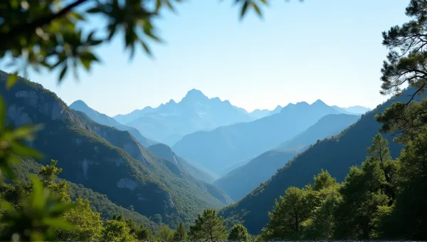 Rugged Mountain Peaks Under Clear Blue Sky