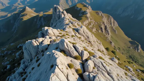 Rugged Mountain Ridge With Textured Rock Faces