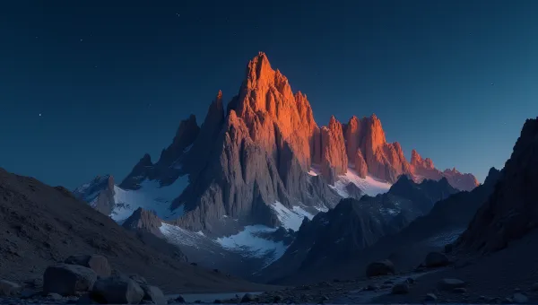 Rugged Ochre Peak With Indigo Sky Horizon