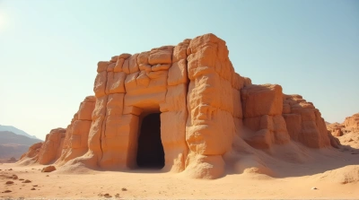 Rugged Ochre Stone Structure Under Blue Sky