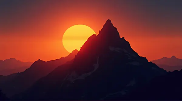 Rugged Peak Silhouette At Twilight Glow