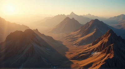 Rugged Peaks With Soft Amber Tones From Above