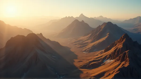 Rugged Peaks With Soft Amber Tones From Above