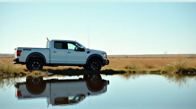Rugged Pickup Truck Near Reflective Water Scene