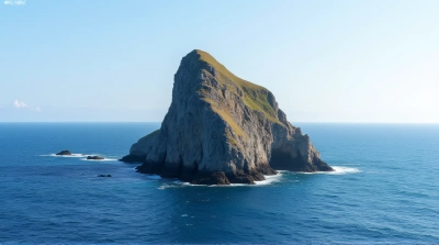 Rugged Rock Formation In Deep Blue Sea