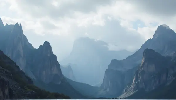 Rugged Rock Formations With Gray Cumulus Sky