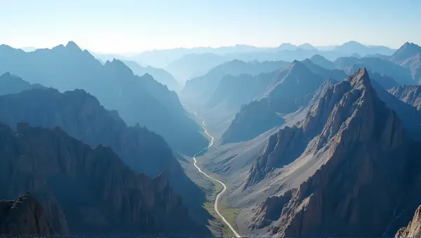 Rugged Sharp Peaks With Sunlit Crevices