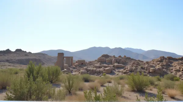 Rugged Stone Structures Under Clear Sky Panorama