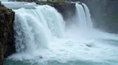 Rushing White Streams Over Jagged Cliffs Texture