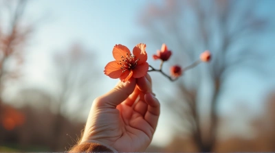 Russet Blossom Close-Up Against Clear Sky