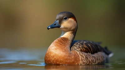Russet Feathered Waterfowl Close-Up With Bokeh