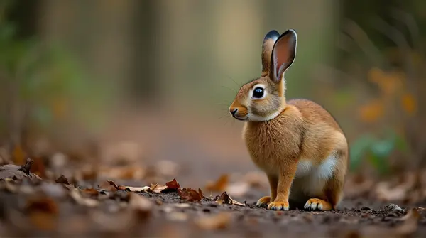 Russet Hare On Textured Forest Floor Focus