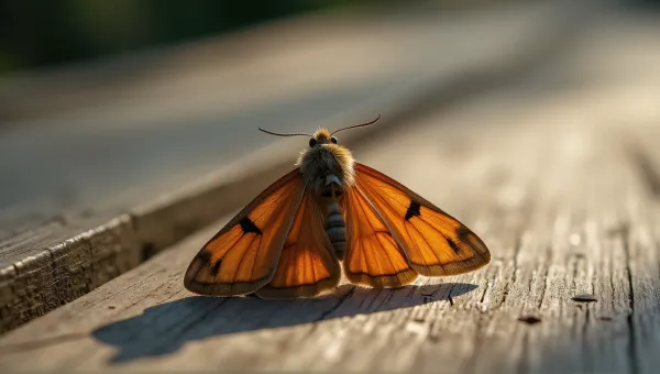 Russet Moth Wings Spread On Weathered Wood